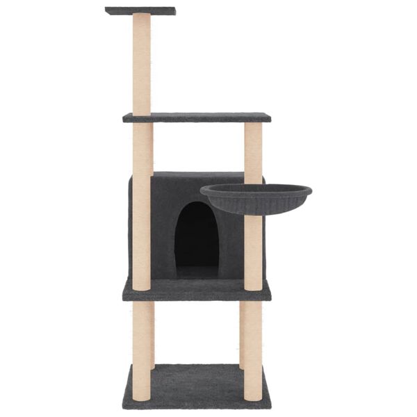 vidaXL Cat Tree Dark Grey Engineered wood, Plush, Sisal Tall Cat Trees