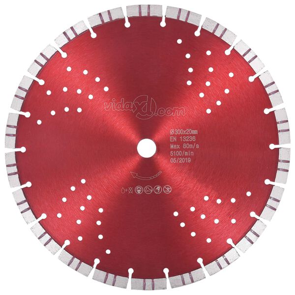 vidaXL Diamond Cutting Disc with Turbo and Holes Steel 11.81 "