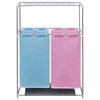 vidaXL 2-Section Laundry Sorter Hampers 2 pcs with a Top Shelf for Drying