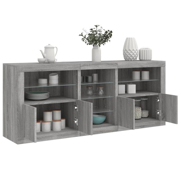 vidaXL Sideboard Grey Sonoma Engineered wood, glass Large Sideboard