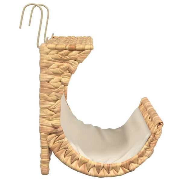 vidaXL Cat Bed Brown Water hyacinth, Metal, Polyester 14.6 x 7.9 x 7.9 in