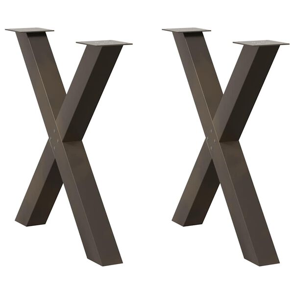 vidaXL Dining Table Legs X-Shaped 2 pcs Natural Steel 31.5x(28.3-28.7)" Steel