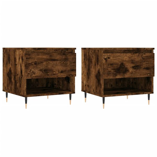 vidaXL Coffee Table Set of 2 Smoked Oak Engineered Wood and Metal Small