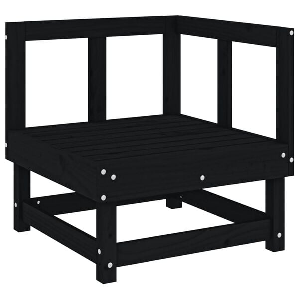 vidaXL Garden Corner Sofa Black Solid Pine Wood Standard Modular