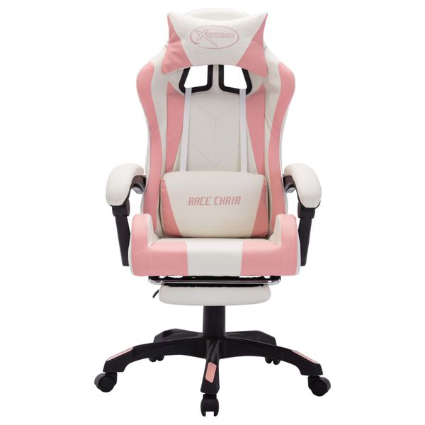 vidaXL Racing Chair Pink and White