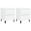 vidaXL Bed Cabinet Set of 2 White Engineered Wood, Metal Medium