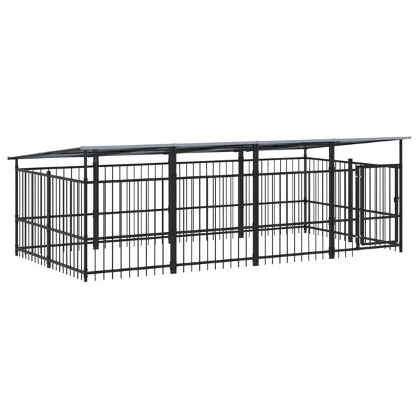 vidaXL Dog Kennel Black Powder-coated steel 80.8 sq ft Durable