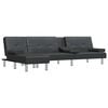vidaXL L-shaped Sofa Bed Black Faux leather, plywood, metal Large