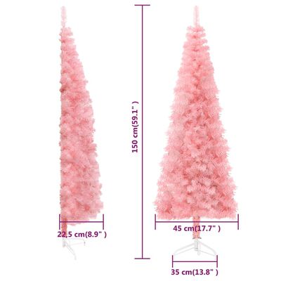 vidaXL Slim Artificial Half Christmas Tree with Stand Pink 5 ft