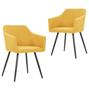 vidaXL Dining Chair Set of 2 Yellow Fabric (100% polyester), metal