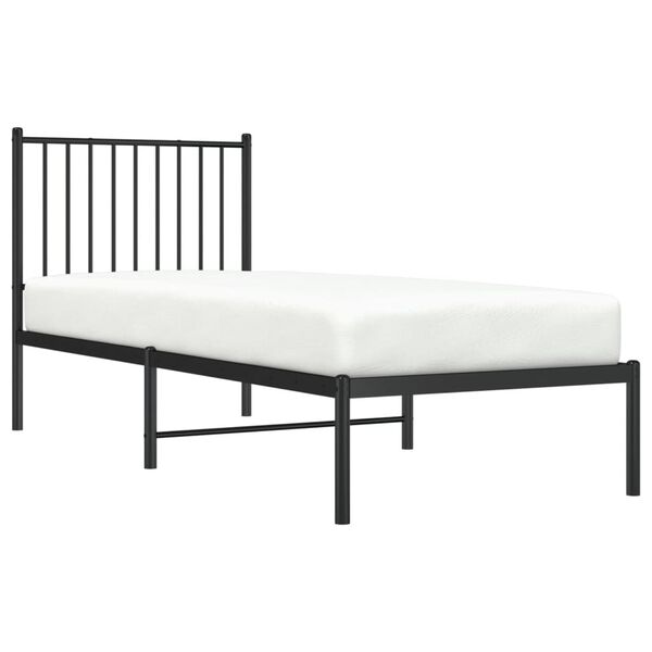 vidaXL Bed Frame Black Powder-Coated Steel Small Single Bed Frame