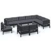 vidaXL Garden Lounge Set Black Solid pinewood, fabric (100% polyester)