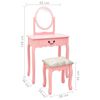 vidaXL Dressing Table with Stool Pink 25.6x14.2x50.4" Paulownia Wood MDF