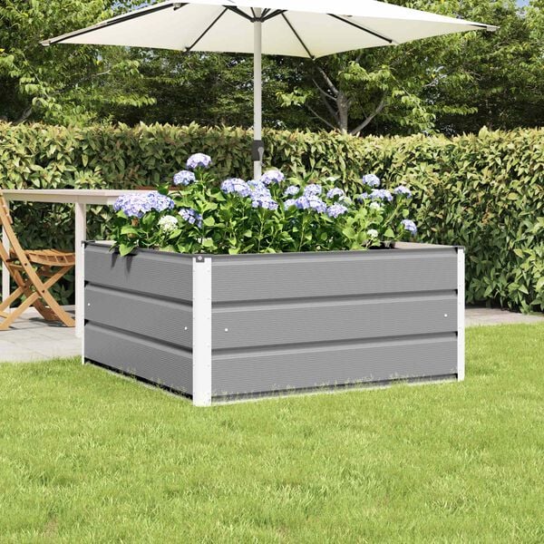 vidaXL Planter Light Grey 39.37 x 39.37 x 17.72 in Steel