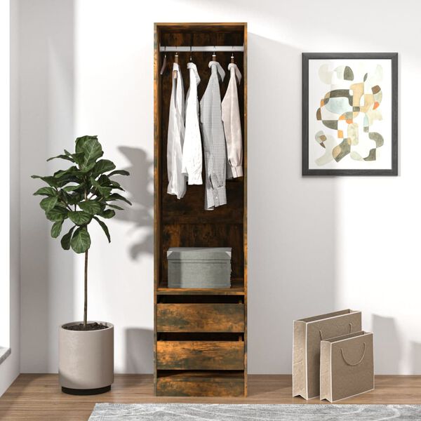 vidaXL Wardrobe Smoked Oak Engineered Wood Large Wardrobe Rectangular