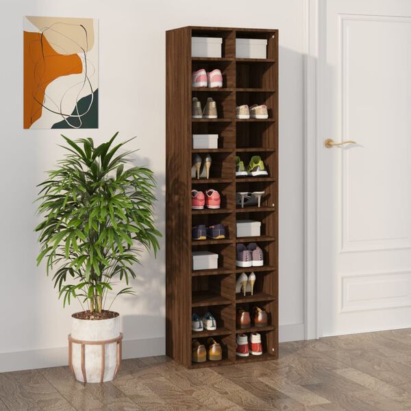 vidaXL Shoe Cabinet Brown Oak Engineered Wood Tall Shoe Cabinet