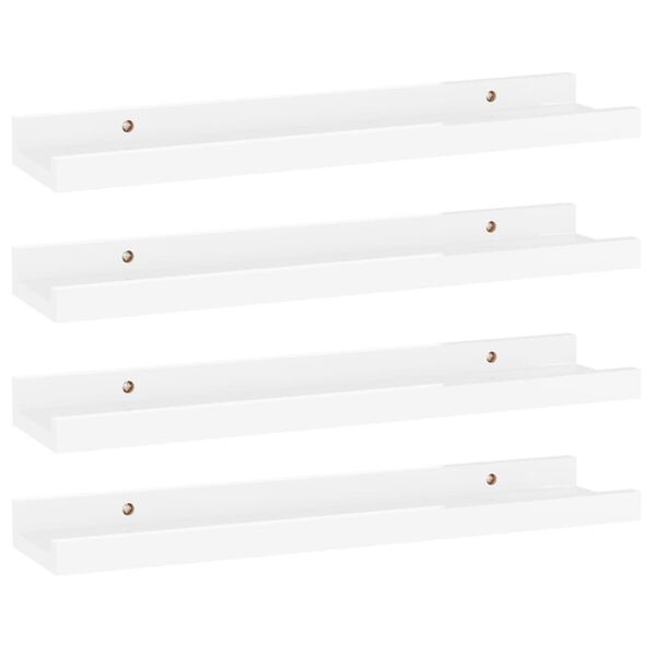 vidaXL Wall Shelf Set of 4 High gloss white MDF Medium Wall mounting