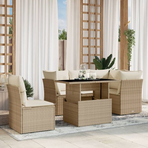 vidaXL Garden Sofa Set Beige, Cream White