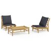 vidaXL Garden Lounge Set Natural bamboo, Dark grey cushions
