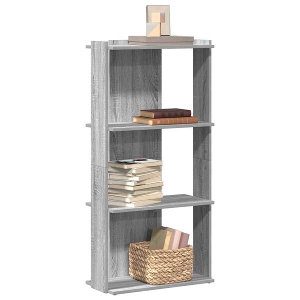 vidaXL Bookcase Grey Sonoma Engineered Wood Medium 3-Tier Bookcase