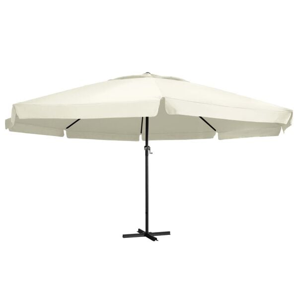 vidaXL Garden Parasol Sand White Polyester with PA coating, Aluminum, Steel