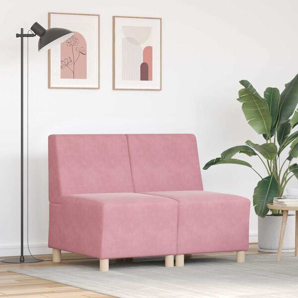 vidaXL Modular Sofa Unit Armless 2 pcs Pink 55 x 74 x 82 cm Velvet