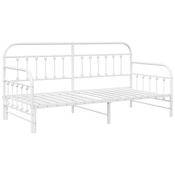 vidaXL Daybed Frame White 35.43 x 78.74 in Powder-Coated Steel