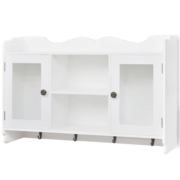 vidaXL Wall Shelf White Painted MDF, Glass Medium Wall Shelf