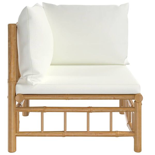 vidaXL Garden Corner Sofa Cream White Bamboo 1-2 Seater Modular