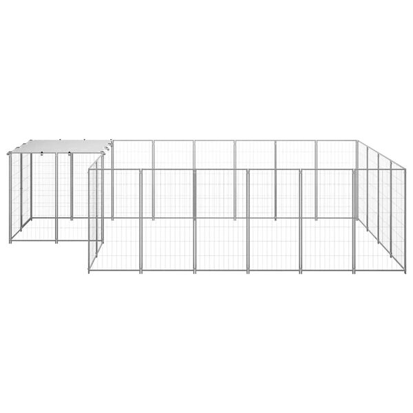 vidaXL Dog Kennel Silver Powder-coated steel 91.2 sq ft Durable