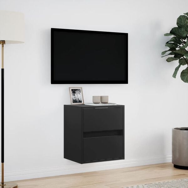 vidaXL TV Wall Cabinet Black Engineered wood Medium TV Wall Cabinet
