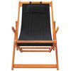 vidaXL Folding Beach Chair Set of 2 Black Solid eucalyptus wood Standard