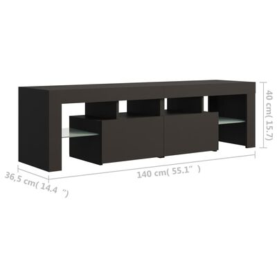 vidaXL TV Cabinet with LED Lights Gray 55.1"x14.4"x15.7"