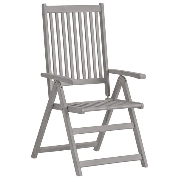 vidaXL Garden Chair Set of 4 Grey Solid Acacia wood Medium