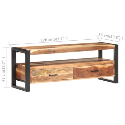 vidaXL TV Cabinet 47.2"x13.8"x17.7" Solid Wood with Honey Finish