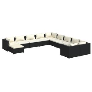 vidaXL Garden Lounge Set Black, Cream