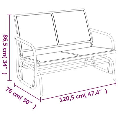 vidaXL 3 Piece Garden Glider Lounge Set Black Textilene and Steel