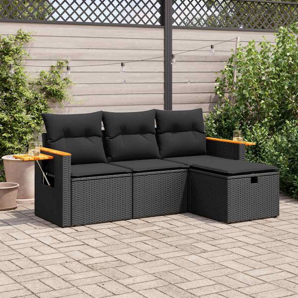vidaXL Garden Sofa Set Black