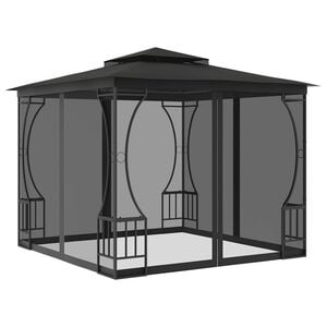vidaXL Gazebo with Nets 9.8'x9.8'x8.7' Anthracite