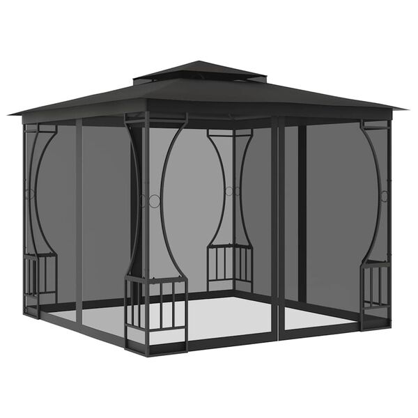 vidaXL Gazebo with Nets 9.8'x9.8'x8.7' Anthracite