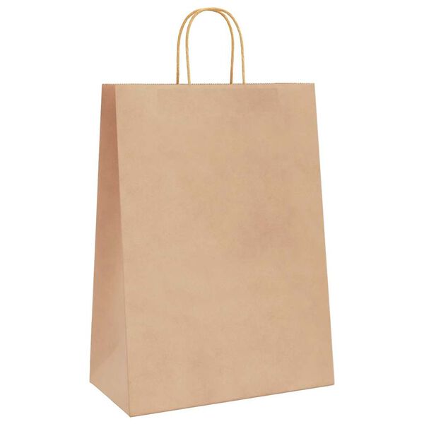 vidaXL Paper Bags 250 pcs with Handles Brown 12.6x6.7x17.3"