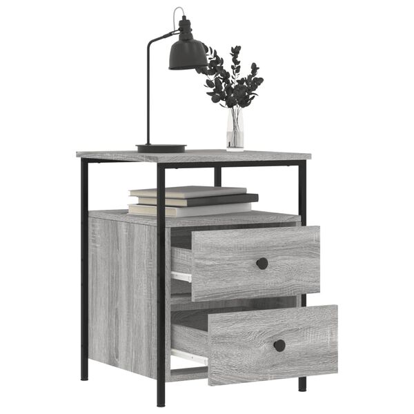 vidaXL Bedside Cabinet Grey Sonoma Engineered wood, iron 17.3x17.7x23.6 in