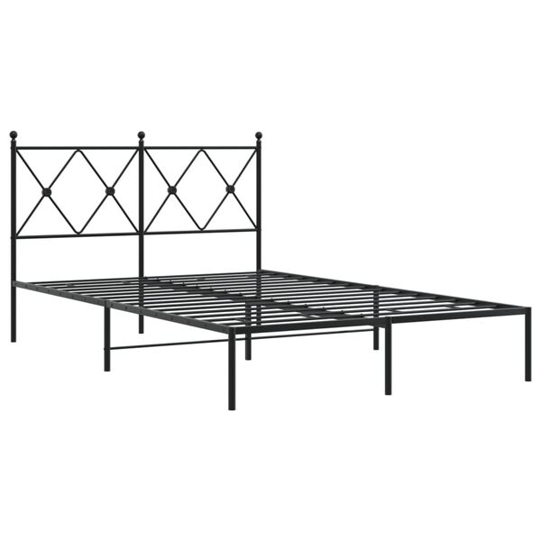 vidaXL Bed Frame Black Powder-Coated Steel Small Double Bed Frame
