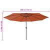 vidaXL Garden Parasol with LED Lights and Metal Pole 157.5" Terracotta