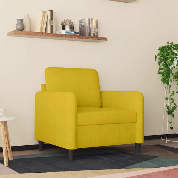 vidaXL Sofa Chair Yellow 23.6" Velvet