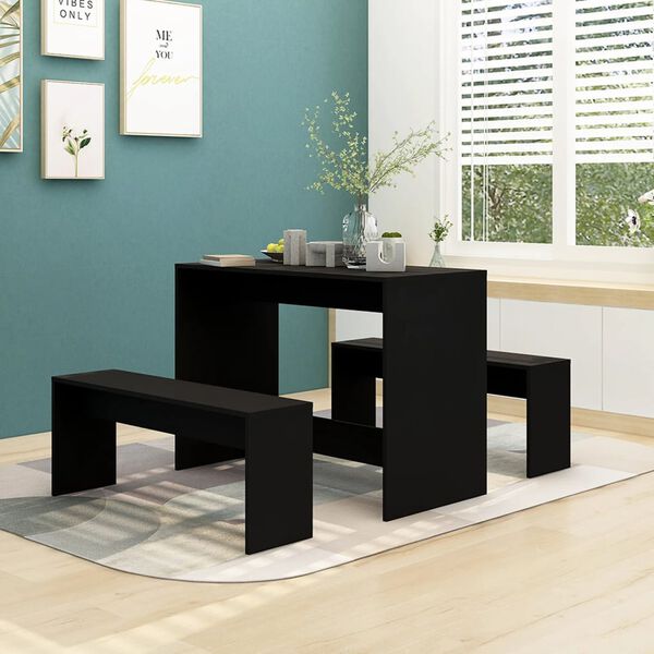 vidaXL Dining Set Black Engineered wood Medium Durable Dining Set
