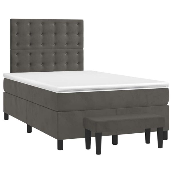 vidaXL Box Spring Bed Dark Grey Velvet Full Adjustable Headrests