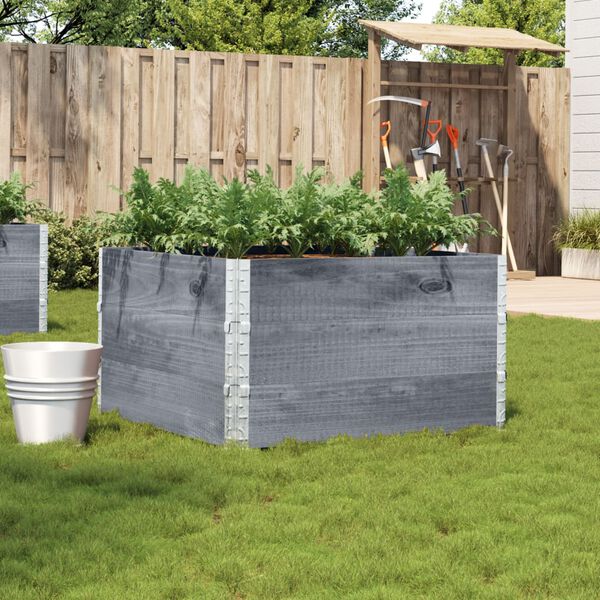 vidaXL Garden Planter Grey Solid Pine Wood Large Foldable