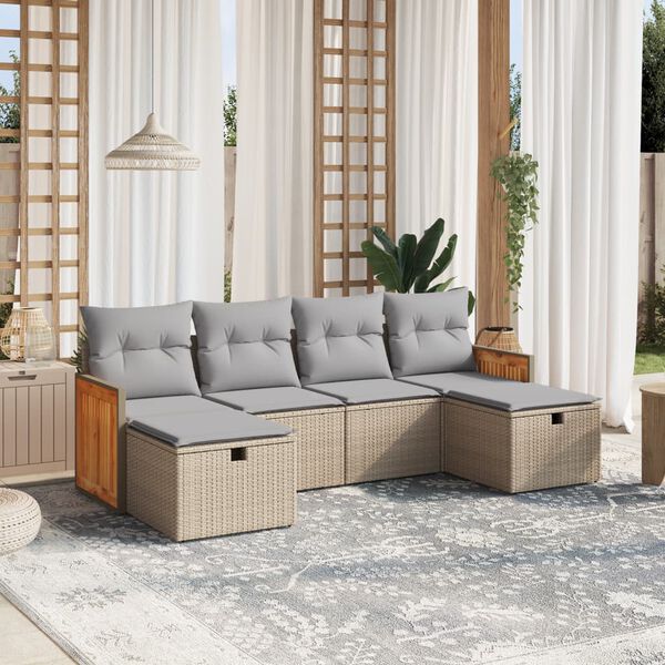 vidaXL Garden Sofa Set Mix beige PE rattan Large UV-resistant materials