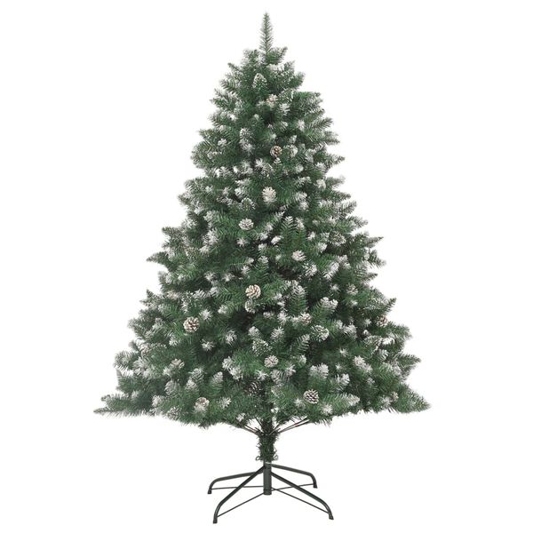 vidaXL Christmas Tree Green & white PVC, steel 180 in tree Foldable